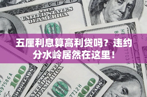武汉五厘利息算高利贷吗？违约分水岭居然在这里！